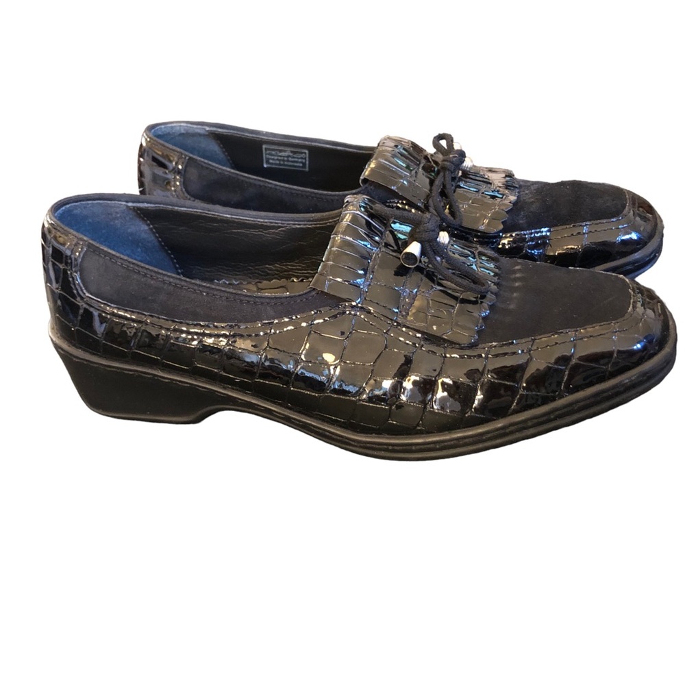 Ara Black Patent Leather Crocodile Loafers size 5 - Picture 6 of 16